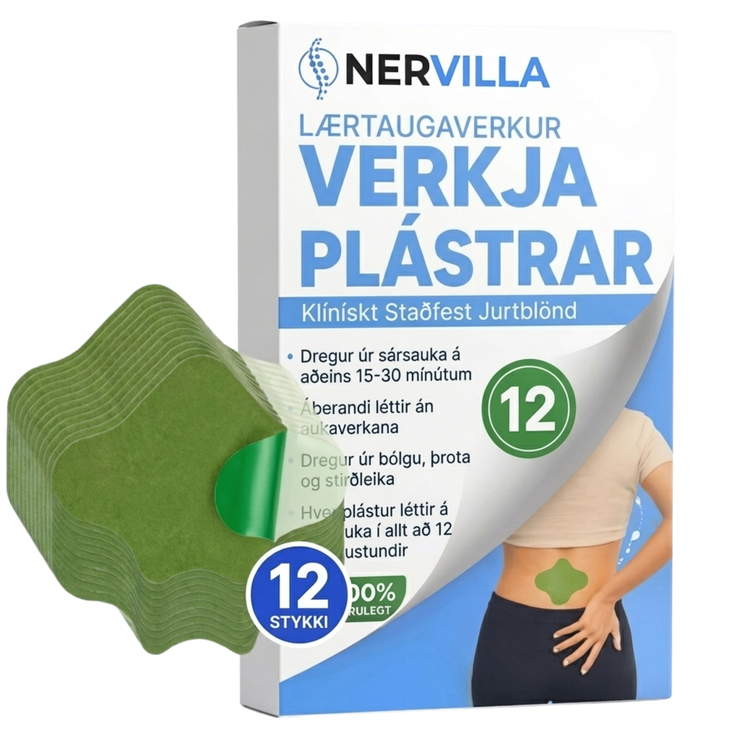 12× bakverkjalosandi plástrar