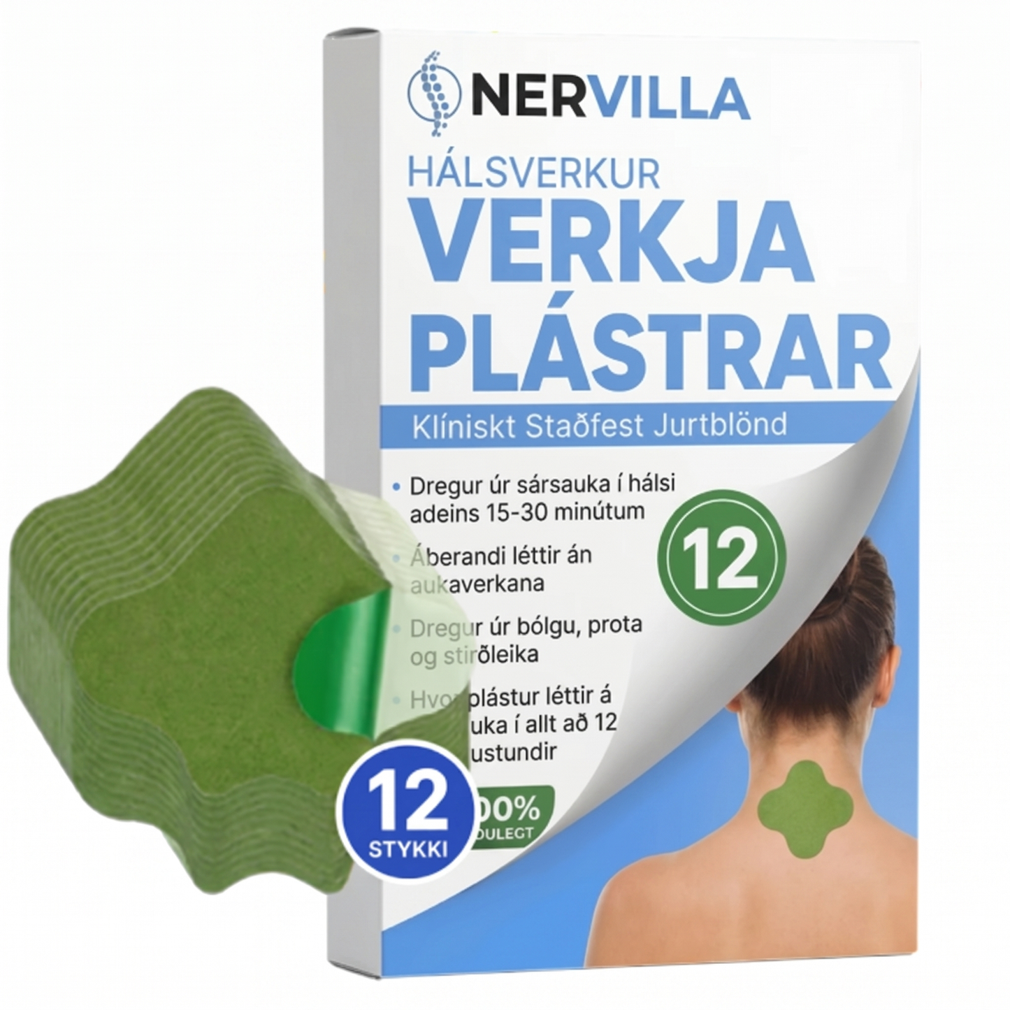 12× hálsverkjalosandi plástrar